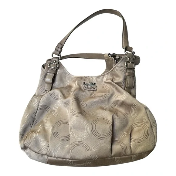 Coach Metallic Leather Beige Shoulder Bag - Picture 1 of 7